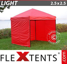 Reklamtält FleXtents Light 2,5x2,5m Röd, inkl. 4 sidor